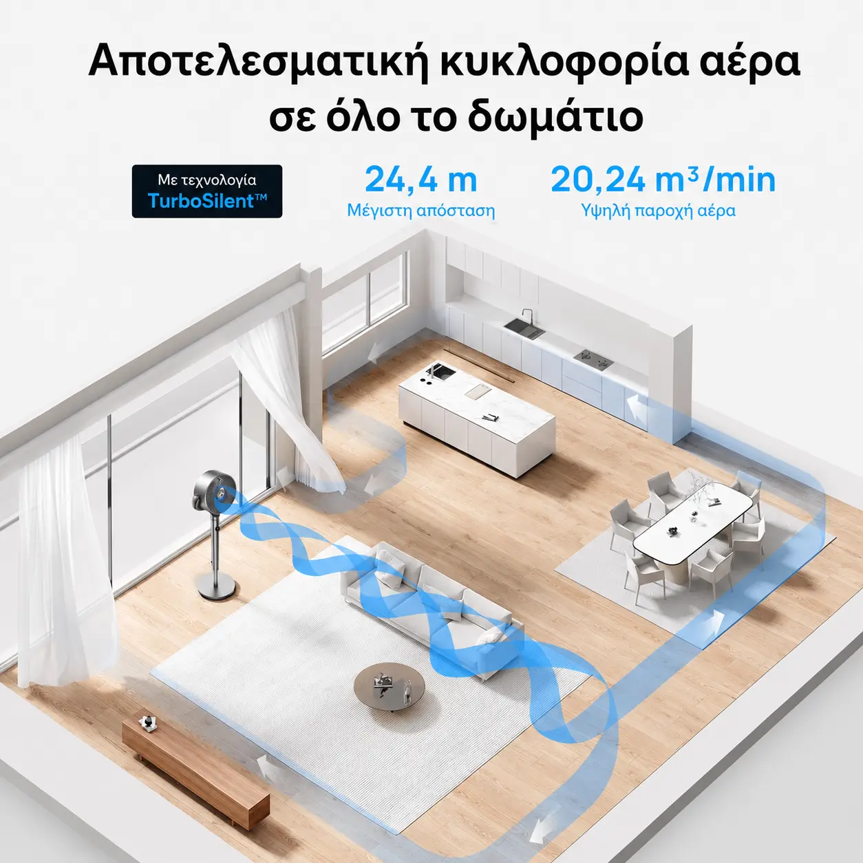 Ανεμιστήρας ψύξης DREO — σχεδιασμός μαύρο και ξύλο — εικόνα 4